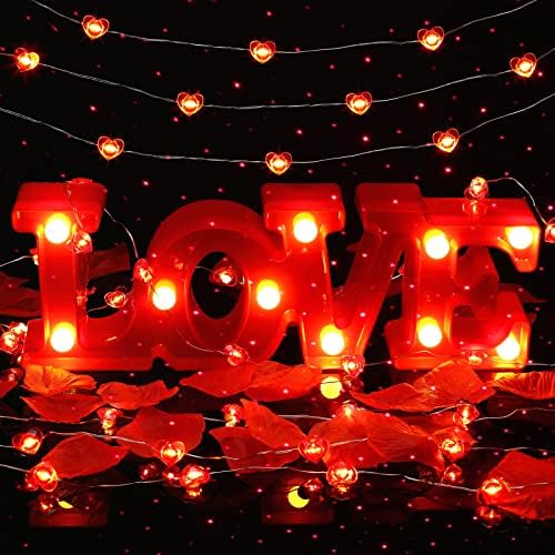 Valentine's Day Decor Set Includes 10 Ft 40 LEDs Red Heart