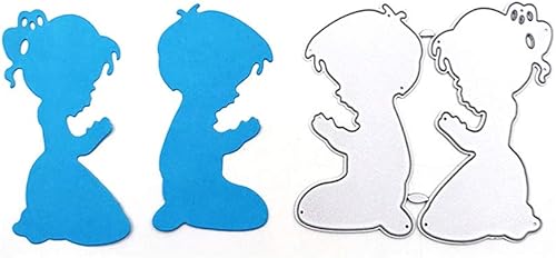 Miniatura 5 de Troqueles de metal, 3 lindos troqueles de rezo para niños, plantillas de Navidad para hacer tarjetas, álbumes de recortes, papel, manualidades,