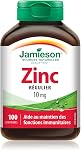 Jamieson Zinc 10 mg, Supports Immune Health, Tissue Formation, and Healthy Skin. Vegetarian, Non-GMO, Gluten-Free, 100 Tablets, Proudly Canadian