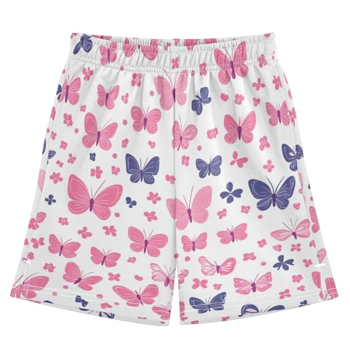 Girly Pattern with Butterflies Boy Casual Shorts Athletic Shorts Pants with Pockets - Main Image
