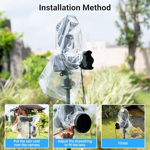 Image of 2 Pack Camera Rain Cover with Flash Clear Dust Proof Sleeve Protection for Canon EOS 4000D 1200D 90D 80D 77D 70D 5D 6D 7D Mark II R10 R7 R5 R6 Rp R Rebel T8i T7i T7 T6i SL3 SX70 SX60 HS