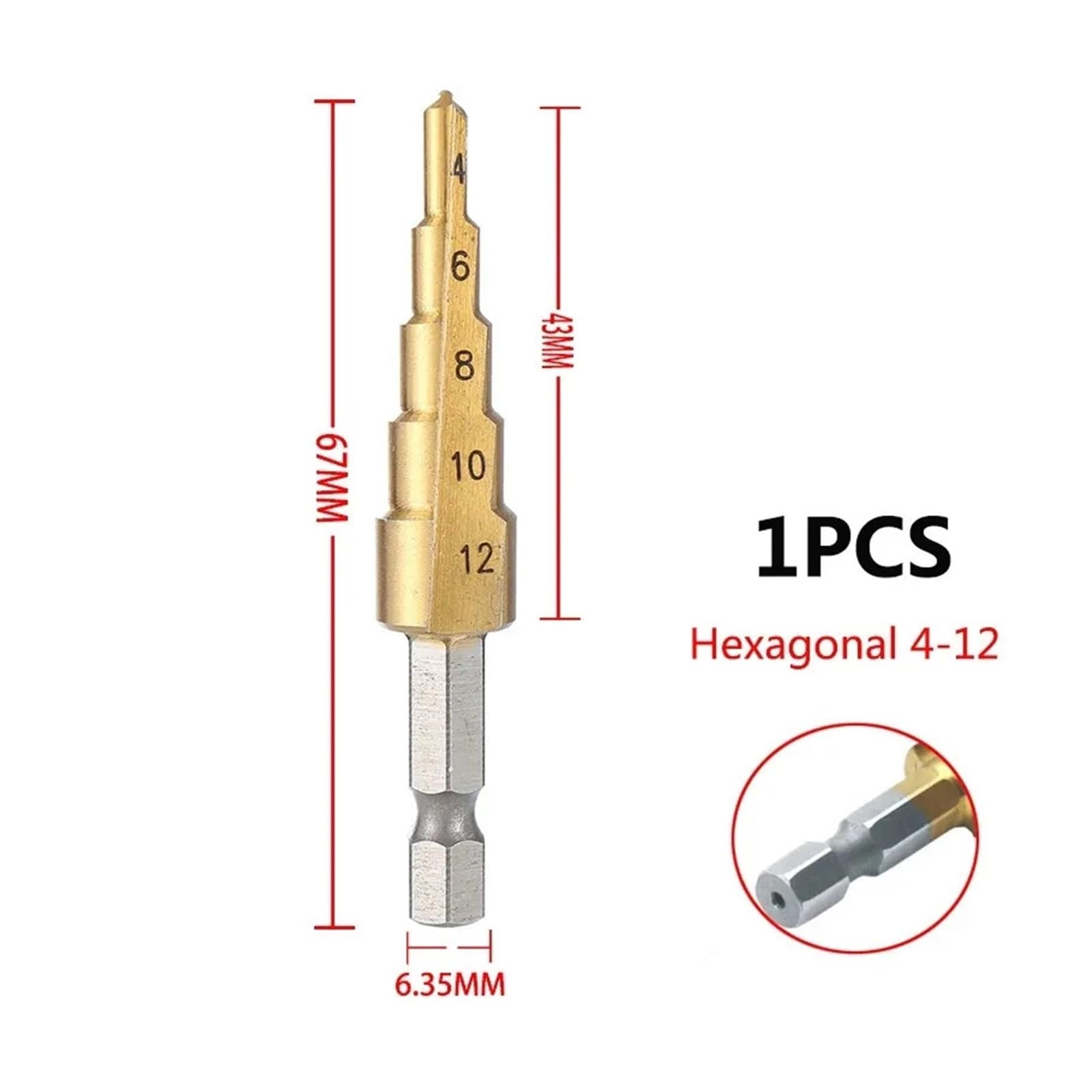 Broca escalonada cónica HSS recubierta de titanio | Herramienta de perforación multiusos for madera y metal de 4-20/4-32 mm(3pcs with bag)