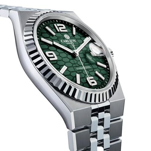 Image of Carlton London Rover Men Analog Watch, Round Dial, Stainless Steel Strap, Quartz Movement, 40 mm Case, Premium Wide Strap Design, 30M Water Resistant, Casual Formal Wear