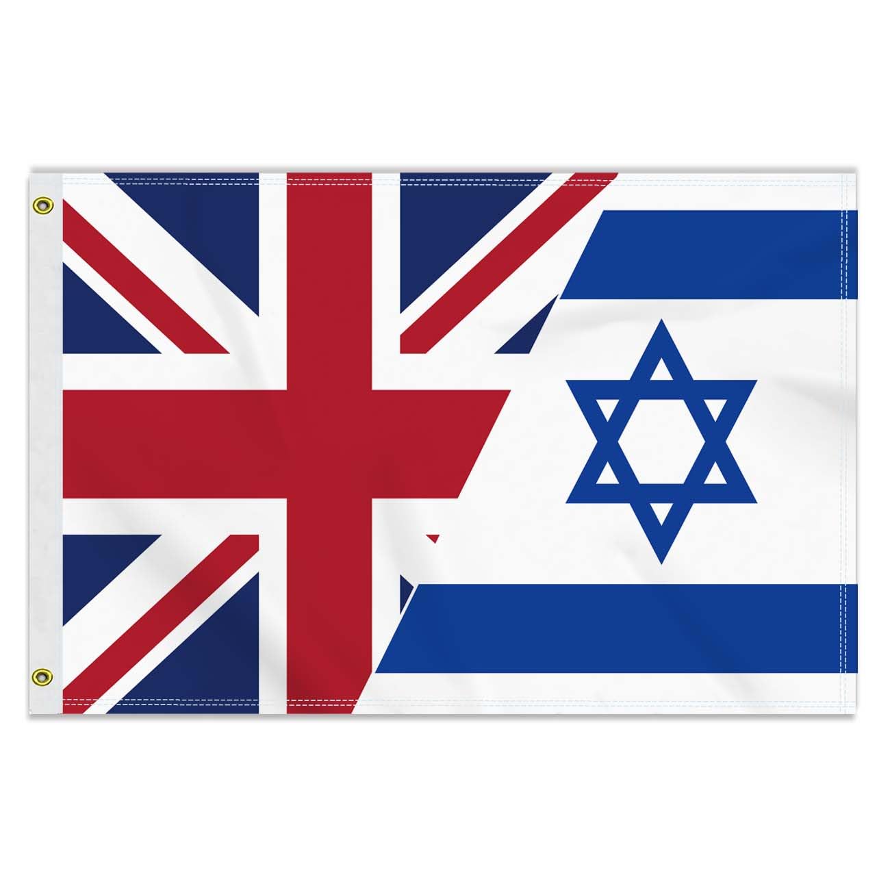 2×3 FT Israel British Friendship Flag, Large 60×90 CM 150D Israeli Outdoor Banner,Decor Garden With Brass Gromment