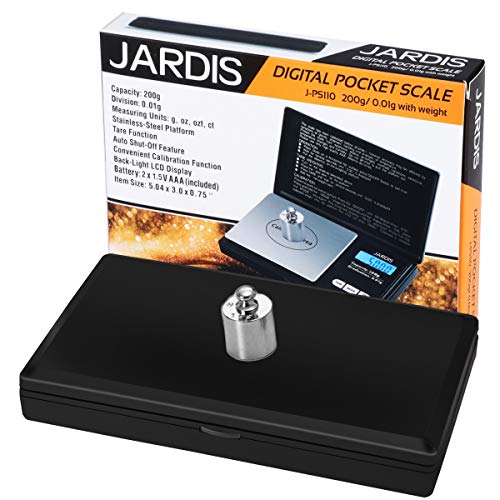 Digital Scale Pocket Weight Scale, G/OZ/CT/OZT Quick Conversion, LCD Back-Lit Display, High Precision Gram Scale for Kitchen Food, Medicine, Weed, Jewelry and Powder (200g/0.01g)