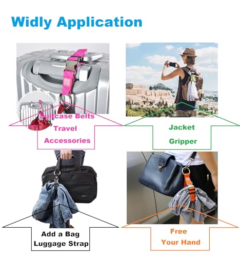 Image of 2PCS Heavy Duty Add a Bag Luggage Straps Jacket Gripper,Carry-on Luggage Belt Baggage Suitcase Straps Belts Travel Accessories(Purple)