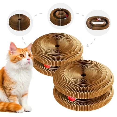 2 Pack Kitty Cat Toy, Cat Scratchers for Indoor Cats, Magic Organ Foldable Cardboard Cat Scratcher, Cat Toy Interactive Relieve Boredom and Exercise Brown