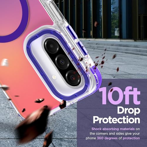 Image of Magnetic Case for Samsung Galaxy A17 5G [Compatible with Magsafe] [Cute Fashion Fluorescent Design] [1 Screen Protector] Slim Translucent Matte Case for Galaxy A17 5G 6.7 inch, Purple