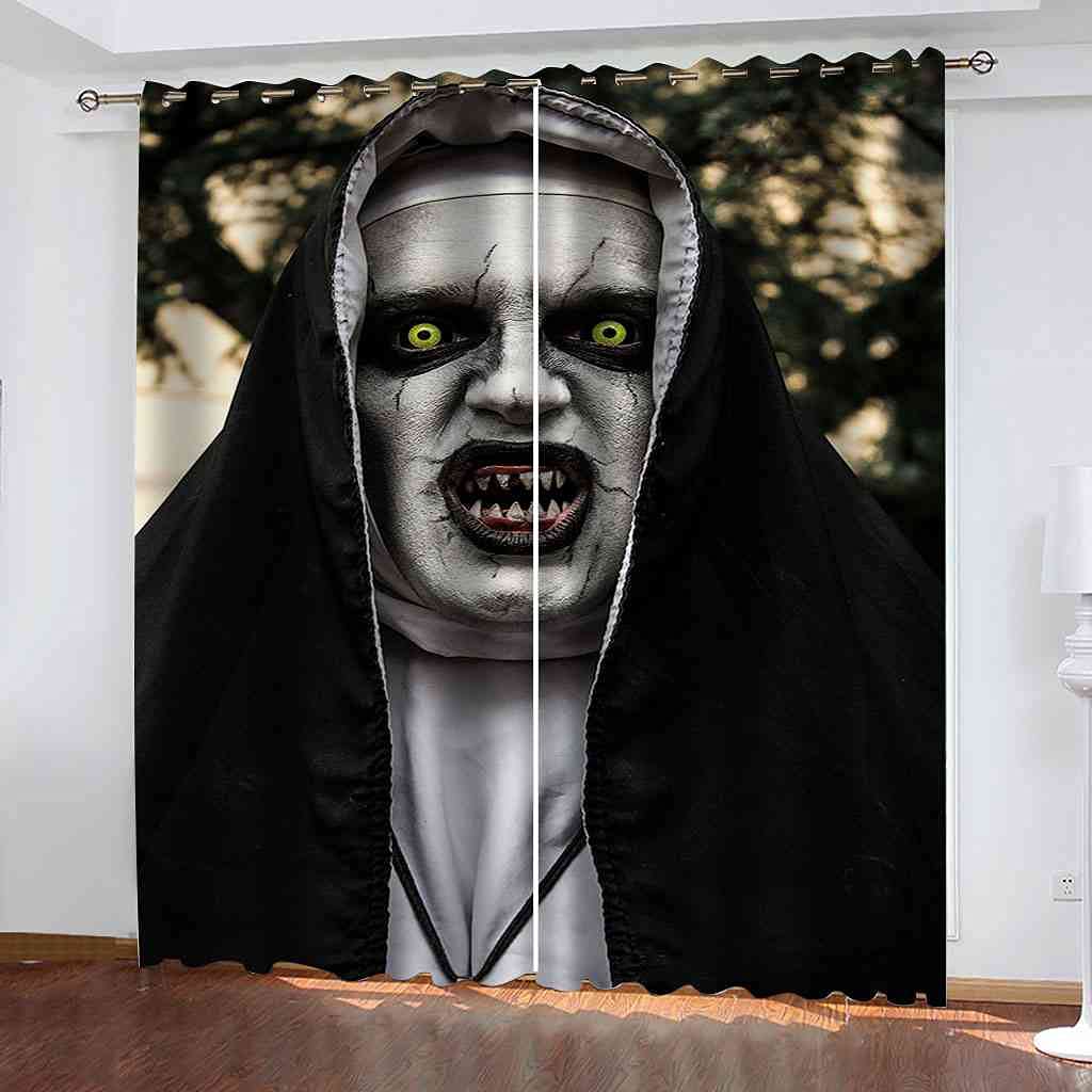Rideau occultant 300x270 cm à oeillets avec imprimé zombies 3D pour salon