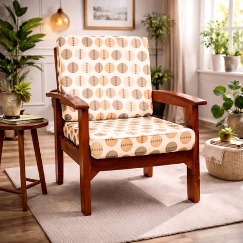Image of STITCHNEST 'Contour Fit Series' Stretchable Printed Wooden Sofa Cover (Pack of 4) - Elastic Wooden Chair Cover | Wooden Sofa Seat Cover | Size - 20-21 x 20-21 x 3-5 in