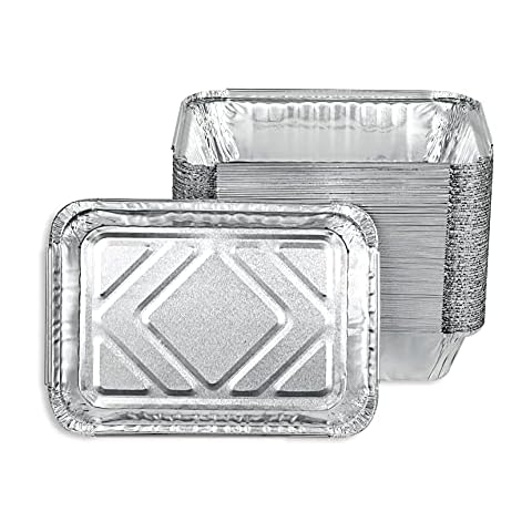 50 Pack Disposable Aluminum Foil Pans Cover