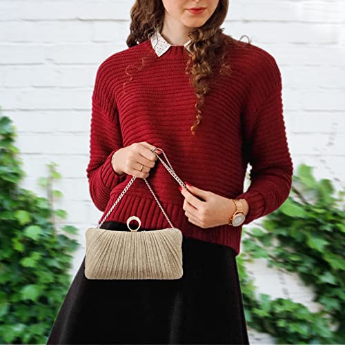 Image of Simcat Women Gold Clutch Purses Glitter Evening Handbag Pleated Evening Bag for Lady Formal Bridal Wedding Prom