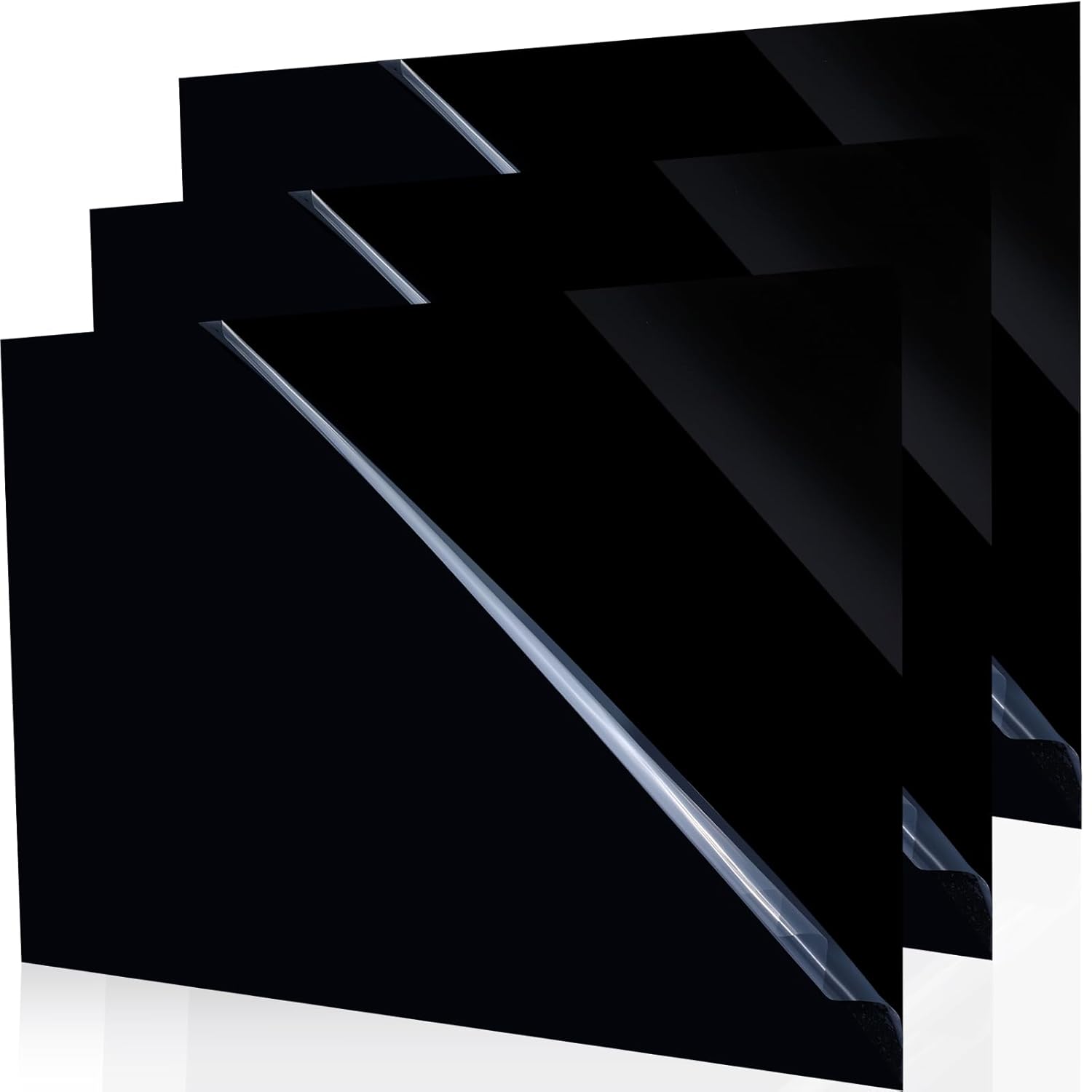 Geetery 3 Pcs Black Acrylic Sheets 23.62" x 35.5" x 1/8" Opaque Cast Rectangle Panel with Protective Paper Easy Cut Plastic Panel Display Acrylic Board for Sign Craft DIY Projects Painting Photography