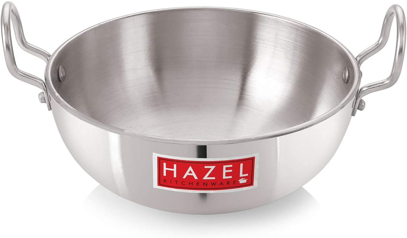 HAZEL Aluminium Kadai for Cooking | 6000 ml with 4 mm Kadhai Aluminium Big Size | Multipurpose Aluminium Kadai for Deep Frying