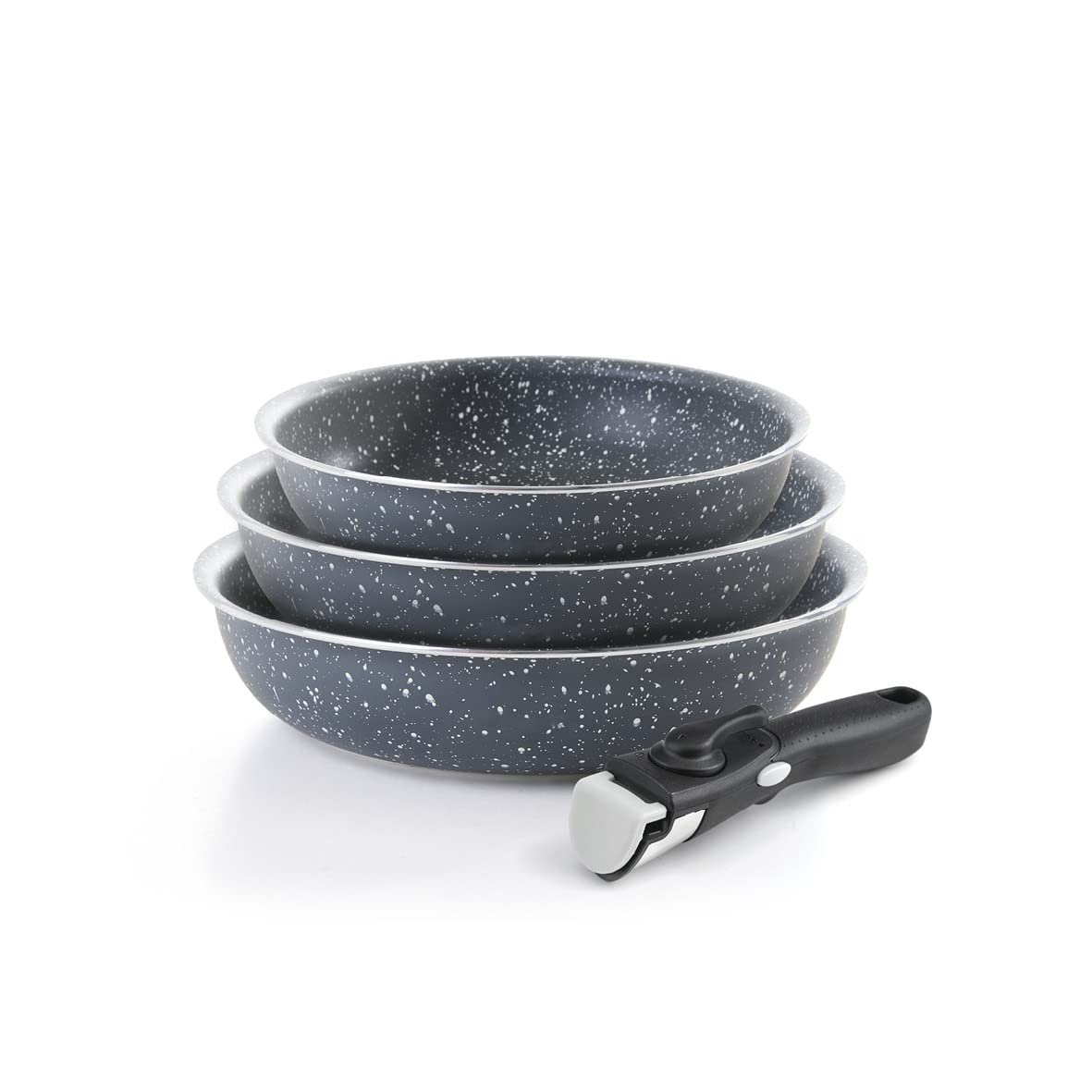 Batterie de cuisine induction 4 pièces Brandt avec poêles aluminium amovibles