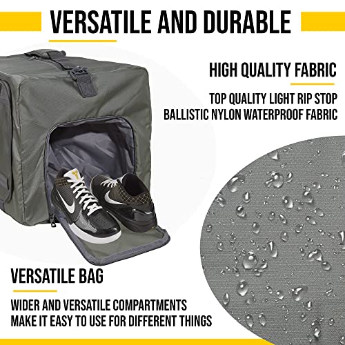 LEGEND 60L Foldable Duffle Bag for Travel - Packable Duffle Bags w/Shoe Compartment - Tear Resistant Collapsible Duffel Bags for Traveling - Lightweight Folding Duffel Bag for Men & Women -Army Green3