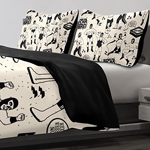 Duvet Covers Set Full Size Lucha Lidre Mexican Luchadores Hero - Soft And Breathable Microfiber Comforter Bedding Set With Zipper Closure For Kids Women Men, 1 Duvet Cover 2 Pillowcase #TOP4