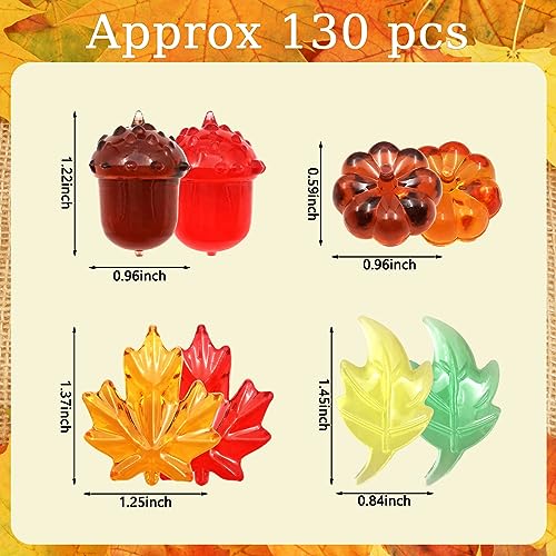 Relleno de jarrón de otoño LYFJXX con 130 piezas de calabazas y hojas de arce acrílicas para Acción de Gracias 3
