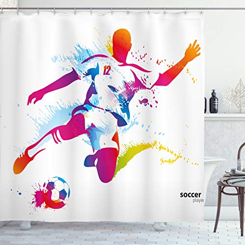 ABAKUHAUS Sala de Adolescentes Cortina de Baño, Fútbol patea la Pelo