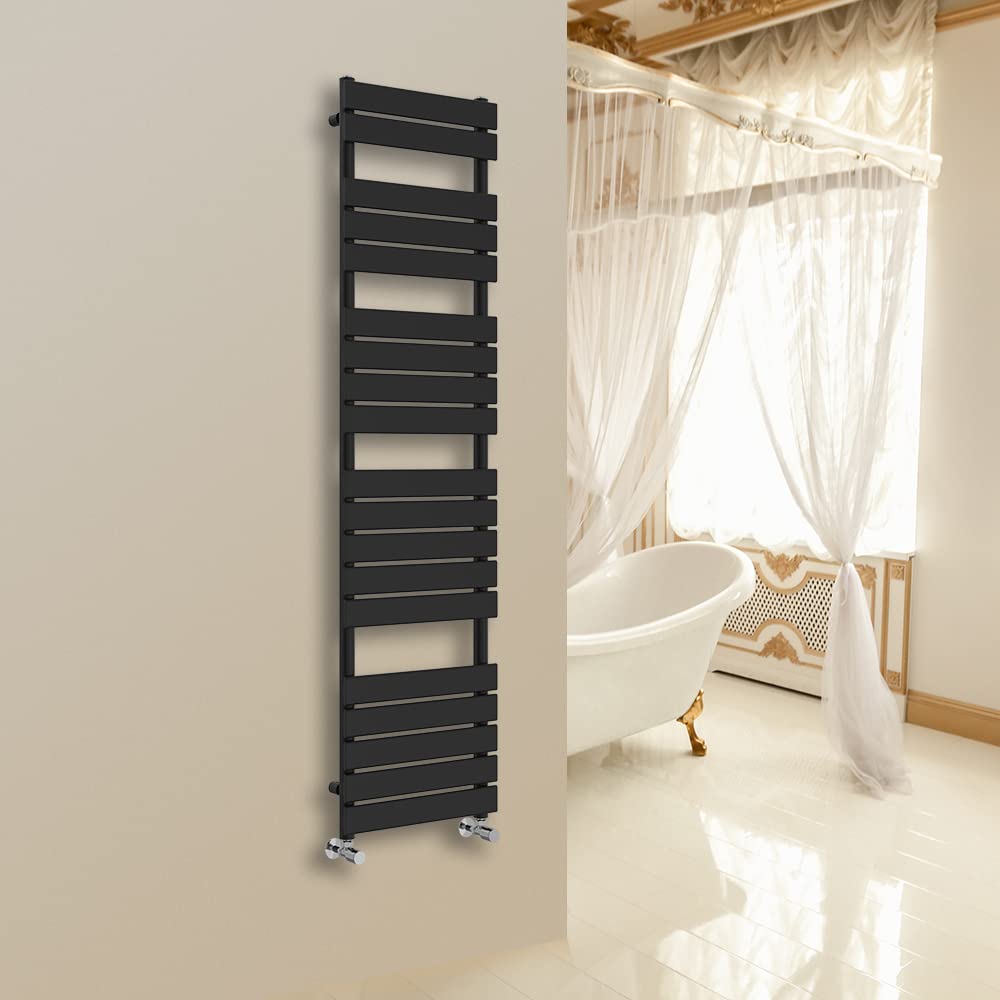 NRG 1800 x 450mm Flat Panel Heated Towel Rail Bathroom Rad Radiator Black