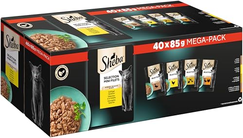 SHEBA Adult mokra hrana za mačke - porcione vrećice 40x85g - varijanta peradi u umaku - mokra hrana za mačke - 1 veliko pakiranje