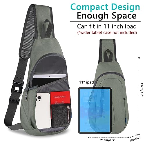TITECOUGO Small Sling Bag Lightweight Canvas Crossbody Bag for Women Rucksack for Men Running Backpack Travel Chest Pack Shoulder Daypack for Gym Work Outdoor Hiking Sports Dark Grey - Image 3