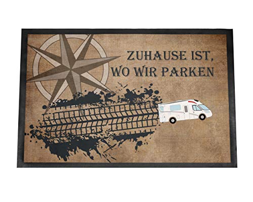 DRUC KLAUS Personalisierte Fußmatte für Camper. Camping Fußabstreifer Wohnmobil Reifenspur.