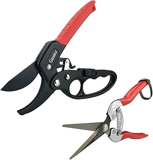 gonicc 8" Professional Ratchet Anvil Pruning Shears (GPPS-1011) andMicro-Tip Pruning Snip (GPPS-1008), Ratcheting Mechanism, Anvil Groove Design, Reinforced Design Handle, Garden Shears Clippers,