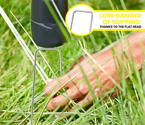 Zuvo 100 Pack Garden Securing Pegs, U Shaped Heavy Metal tent pegs for weed membrane - 6''/150mm Netting Stakes Staples - Image 8