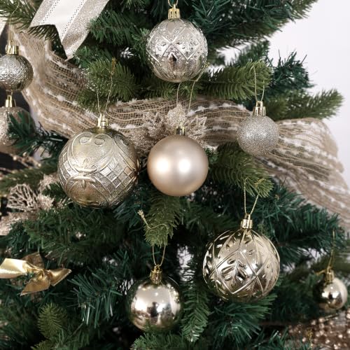 SZVRL Christmas Balls Ornaments -36pcs Shatterproof Christmas Tree Decorations with Hanging Loops for Xmas Tree, Holiday Party, Wedding & Indoor Home Decor,6 Styles in 3 Sizes (Champagne) - image 6