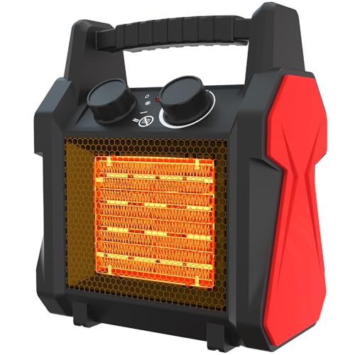 AgiiMan Outdoor Heater for Patio, 1500W Portable Electric Heater with Tip-Over & Overheat Protection, Space Heaters with 3 Heating Modes and Quiet Fan for Garage, Greenhouse, Indoor Outdoor Safe U...