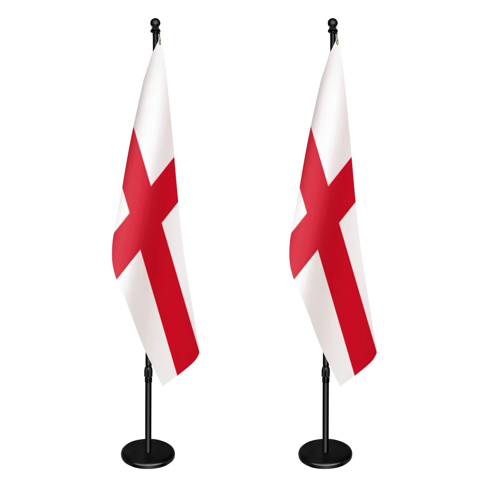 Indoor Telescoping Flag Pole with Base 180-220cm,Aluminum Commercial Indoor Flagpole with Black Ball Top Finial,Heavy Duty Indoor Flag Pole Kit for Office School City Hall（2Pack)