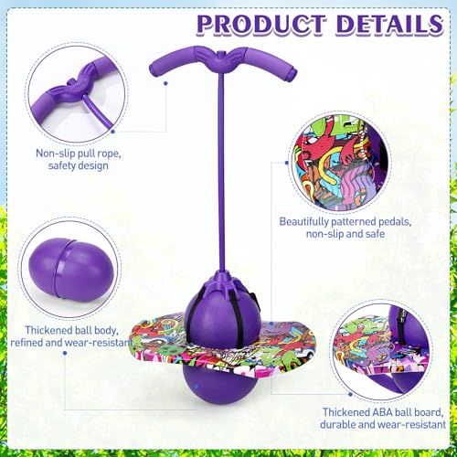 Layhit 2 Pcs Pogo Jumper with Handle for Kids Pump Pogo Ball Stick Jumper Balance Bounce Ball with Pump and Strong Grip for Adults Teen Indoor Outdoor(Purple and Blue,Fashionable)
