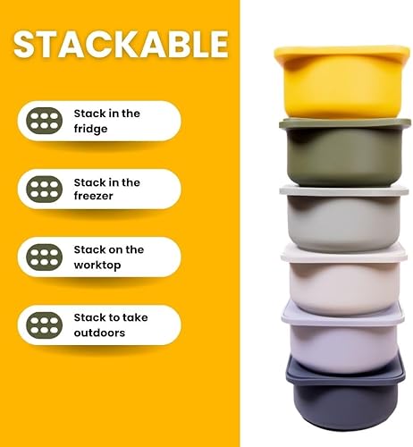 Miniatura 5 de babadoh Accesorios para hacer pizza  Recipientes a prueba de masa de pizza con tapas  Juego de 6  Bandejas de masa apilables  Multi amarillo