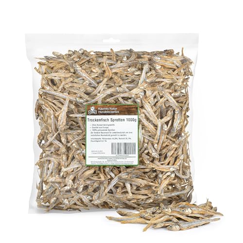 Kaureks Natur Hundeleckerlies, Sprotten Trockenfisch Für Hunde 1000g, Omega 3 Fettsäuren, Hundesnack, Hundefutter, Kauartikel