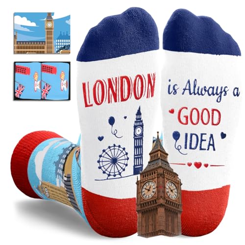 HAPPYPOP Funny London Gifts Britisher Socks - Travel Traveler Gifts for Men Women, Travel Britisher London Socks
