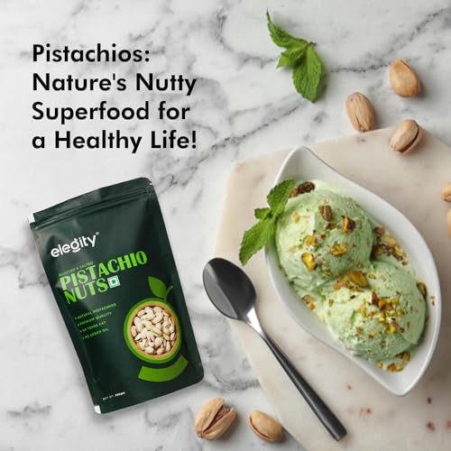 Image of Elegity California Salted Pistachio 500 gm | Namkeen Pista Dry Fruit | Crunchy, Tasty & Healthy | Rich in Fibre & Protein | No Added Preservatives & Colour in Nutritious Nuts