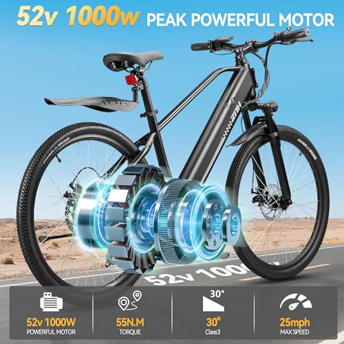 Image of ZNH Electric Bike for Adults, Peak 1000W Ebike 20 Mph & 80 Miles