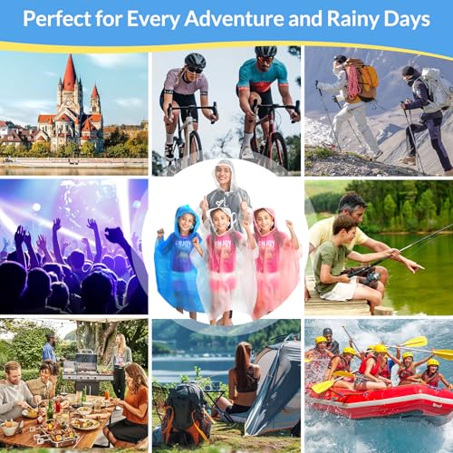 Pacote Familiar Ponchos de Chuva Descartáveis – Impermeáveis, Reutilizáveis e Compactos para Viagens