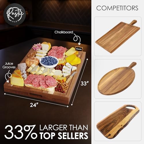 Tabla de cortar rectangular extra grande en madera de acacia miniatura 2