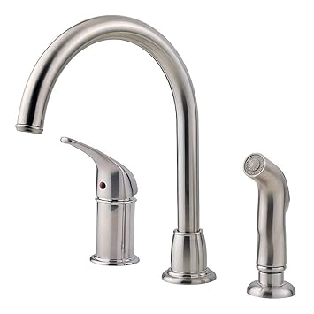 Pfister LF-WK1-680S Cagney 1-Handle Kitchen Faucet with Side Spray in Stainless Steel, 1.8gpm