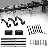 SYXLS Drei Rohrhalterung Konfiguration Vorhang Pole, Einstellbar und Skalierba, Kompletter Satz einschließlich Montagematerial, Metall, Edelstahl Look, Kann Wanddekoration, Vorhänge verwendet werden
