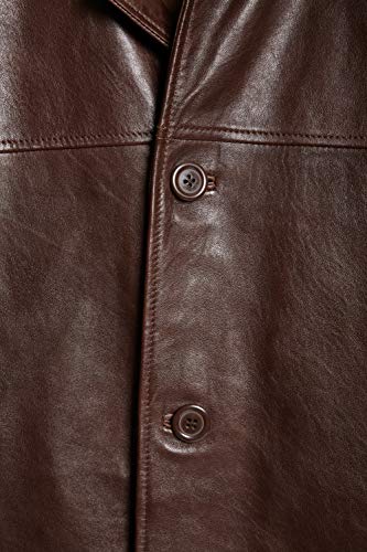 Image of Men's Big and Tall Four-button Lambskin Leather Car Coat