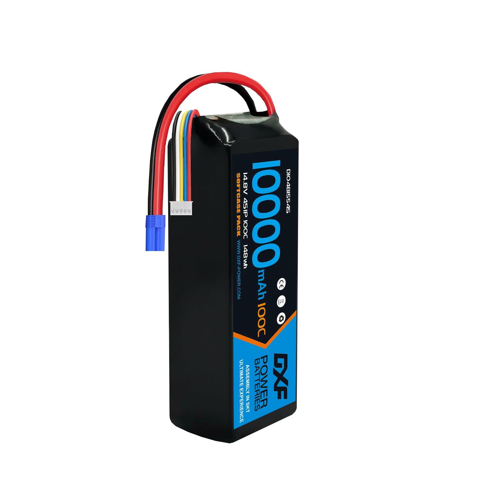 DXF 1 confezioni 4S Lipo Batteria 10000mAh 14.8V 100C Custodia morbida RC Batteria EC5 Connettore con piastre metalliche per RC Auto Camion Carro Armato Modelli da corsa