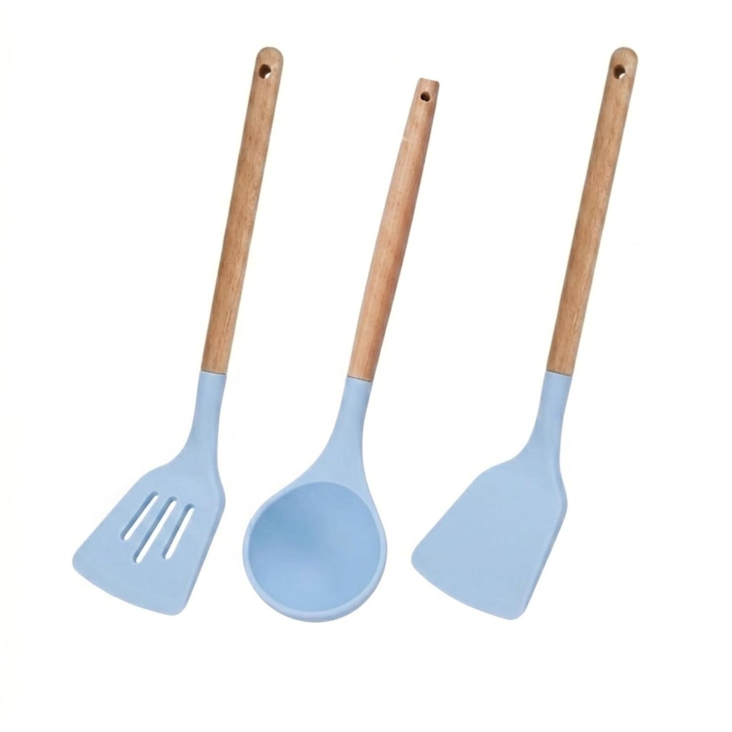 Renva Big Silicone Spatula Set of 3 with Wooden Handle (Grey, 3) thumbnail 9