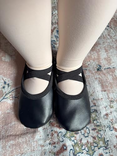Stelle Ballet Shoes for Girls Women PU Leather Dance Slippers Boys Ballerina Shoes for Toddler/Little Kid/Big Kid/Women(Black,9MT)
