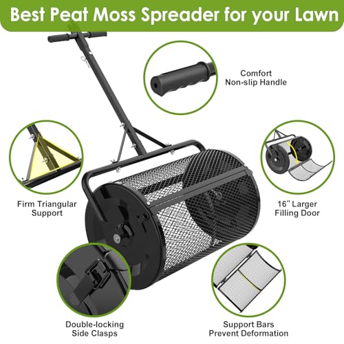 Image of Seeutek Compost Spreader, 24 inch Peat Moss Spreaders with 3 Heights