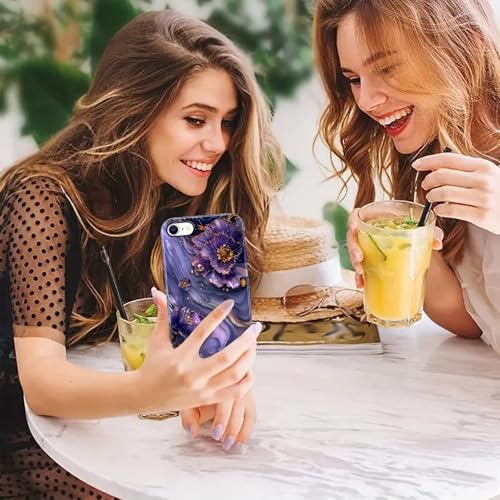 Coque antichoc iPhone SE marbre violet double couche - 7