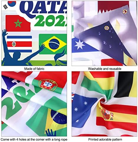 DPKOW Large 2022 World Cup 32 Teams Flags Banner for 2022 World Cup Decoration Supplies, World Cup 32 Nations Countries Flags Backdrop for Football Party Decoration Room Restaurant Bar World Cup