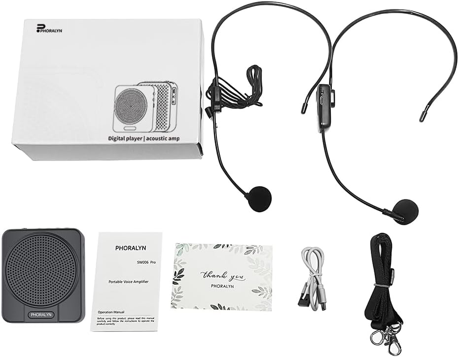 Voice Amplifier for Teachers with 2 Microphones, Portable Voice Amplifier with Headset Microphone, Personal Mini Voice Amplifier for Tour Guides Classroom Speaking Meetings Yoga (Black) - Image 8